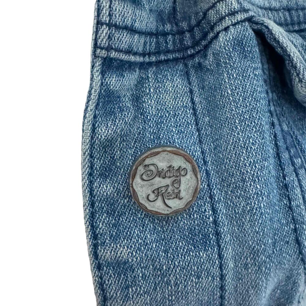 Indigo Rein Womens Blue Denim Jacket Button Front Long Sleeves Cropped Medium - Picture 13 of 16